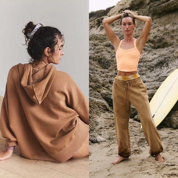 FREE PEOPLE Sprint To The Finish Line Set in Camel S/M - Picture 1 of 16